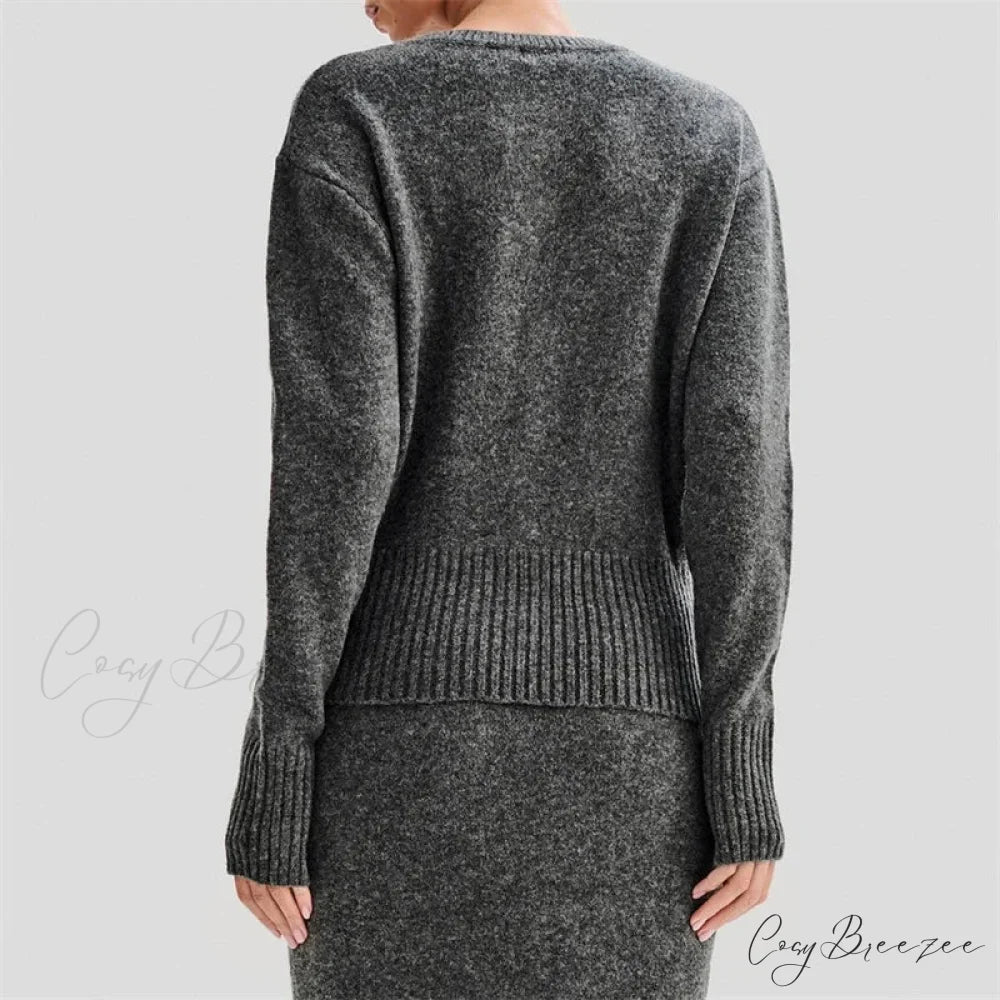 Solid Round Neck Single Breasted Y2K Style Knit Cardigan cardiagn-250126