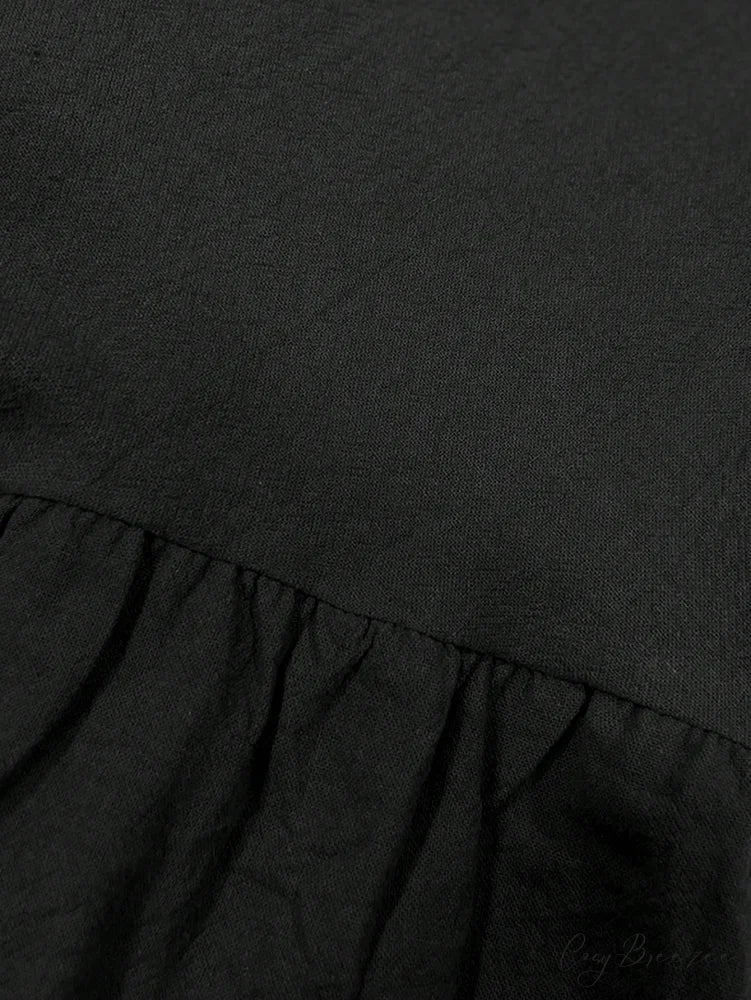 Solid Ruffle Hem Smock Dress