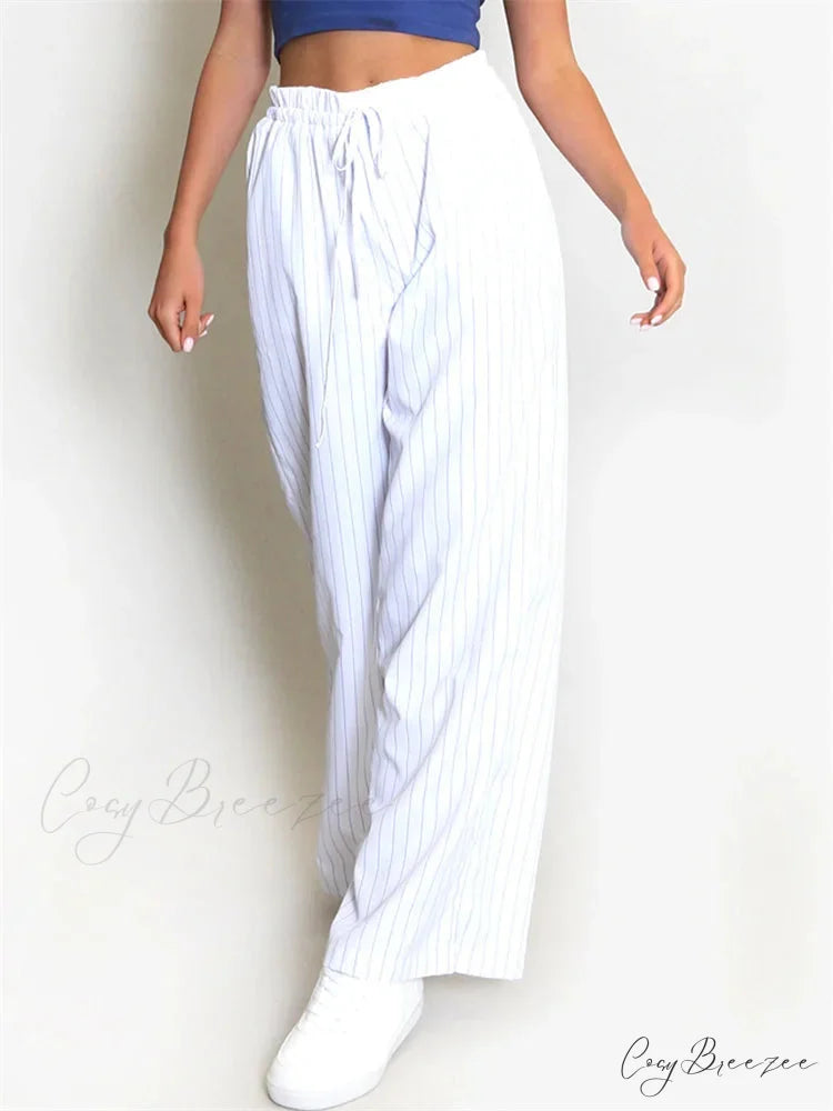 Solid Shade Frilled Low-Waist Elastic Bell Pant WHITE / S pant-250223
