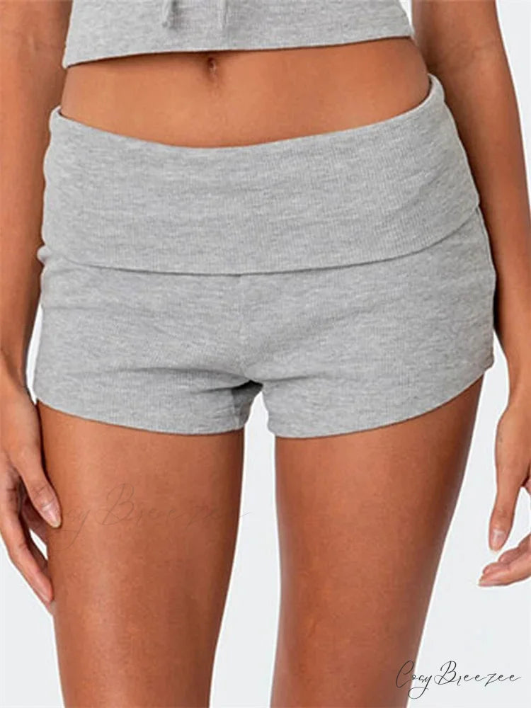 Solid Striped Pajama Sleep Shorts grey / S short-250223