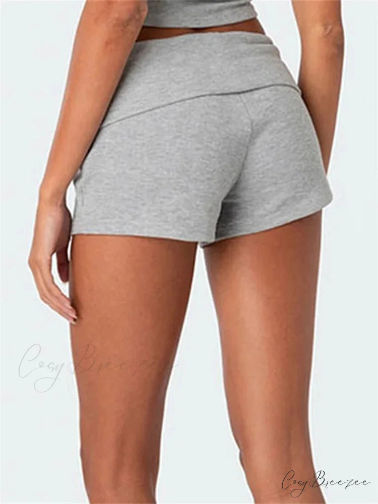 Solid Striped Pajama Sleep Shorts short-250223
