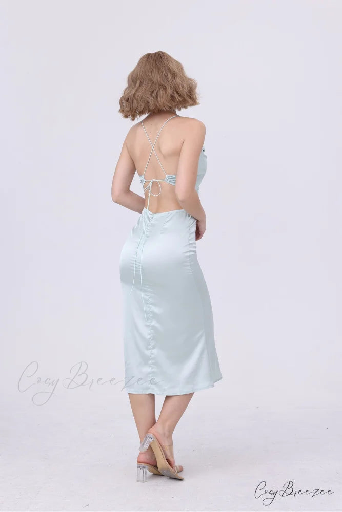 Solid Tie Backless Cami Dress