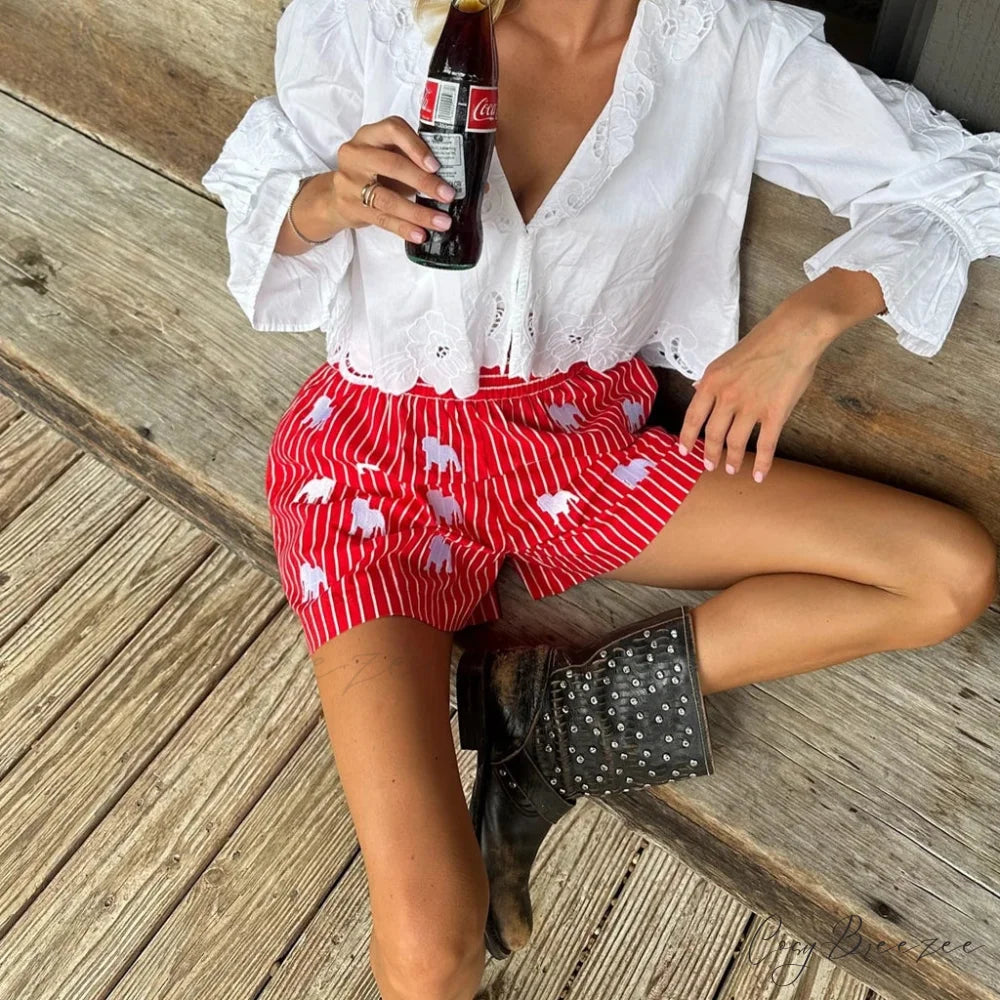 Solid Tiered Gathered Slim Short short-250223