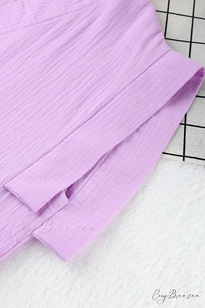 Solid V Neck Cotton Dress with Side Slit