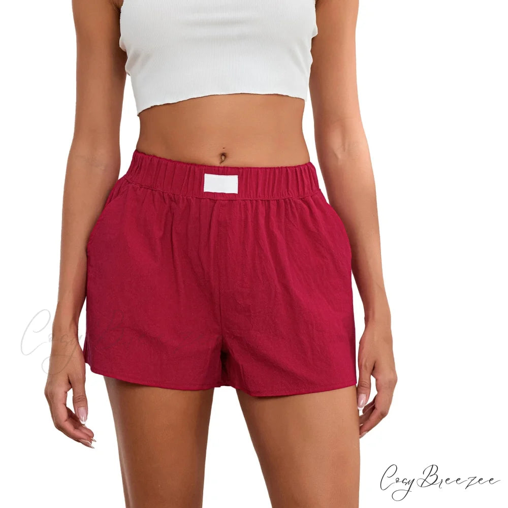 Solid Wide-Leg Pocket Shorts red / S short-250223