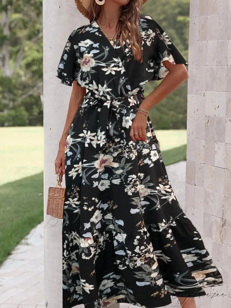 Sophisticated Floral A-line Dress oldfloraldress-250126