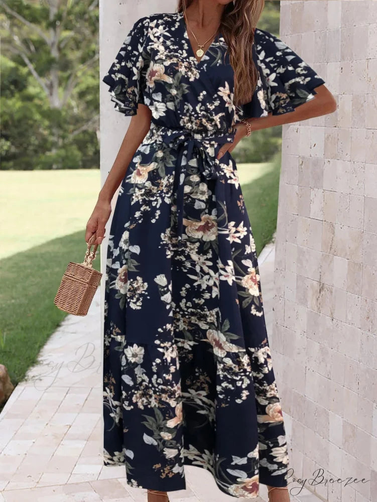 Sophisticated Floral A-line Dress oldfloraldress-250126