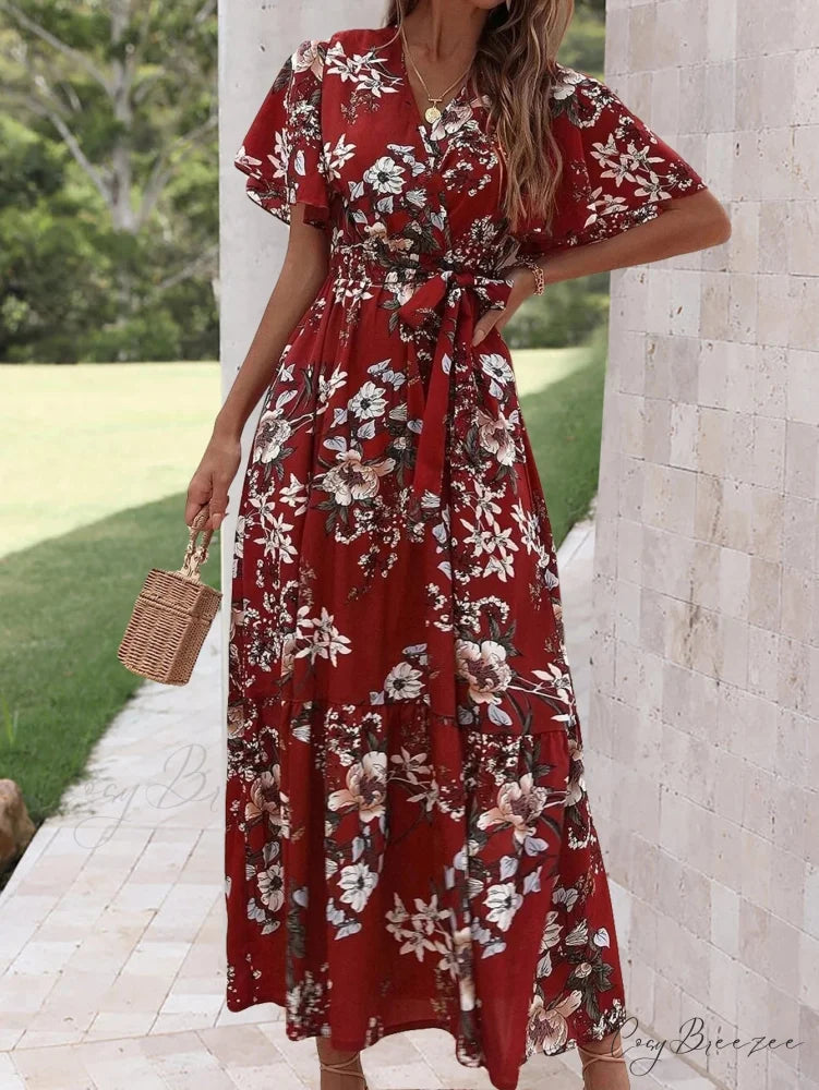 Sophisticated Floral A-line Dress oldfloraldress-250126
