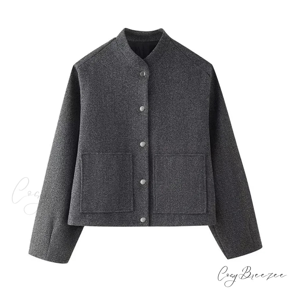 Sophisticated Solid Wool One-Button Coat gray 1 / S overcoats-241228