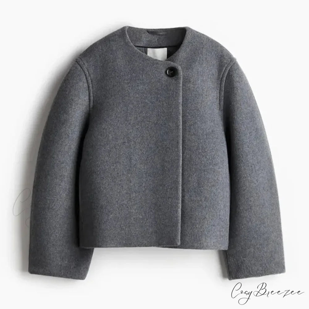 Sophisticated Solid Wool One-Button Coat gray / S overcoats-241228