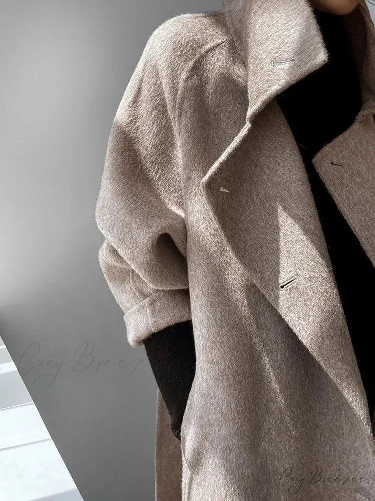 Sophisticated Turtleneck Wool Cashmere Coat overcoats-241228