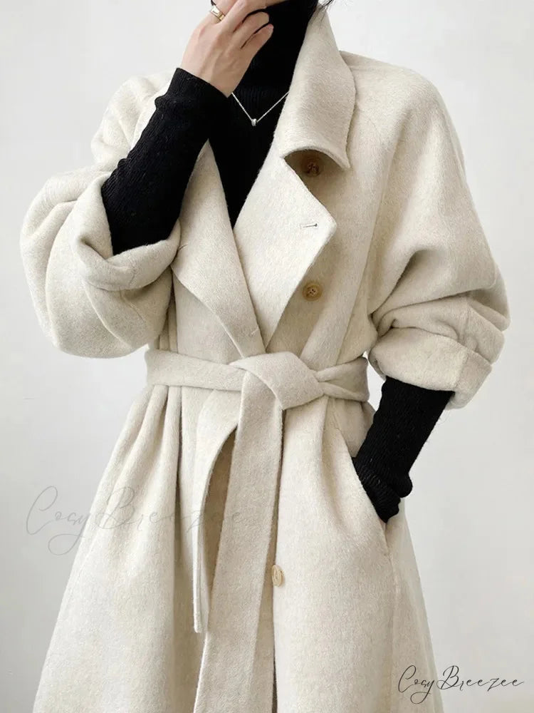 Sophisticated Turtleneck Wool Cashmere Coat overcoats-241228