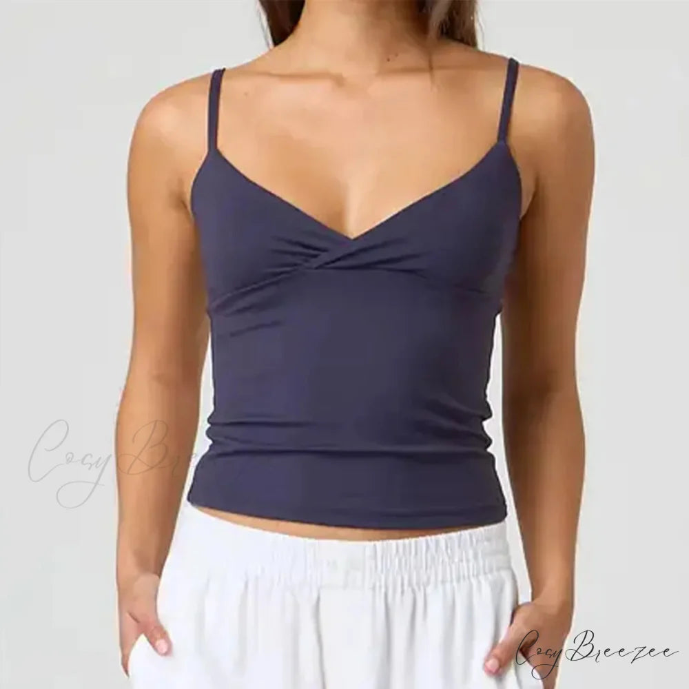 Spaghetti Strap V-Neck Crop Top brown 1 / S croptop-250223