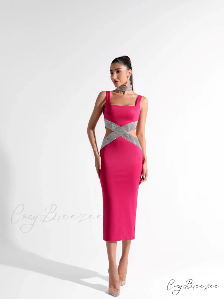 Sparkling Diamonds Midi Party Dress