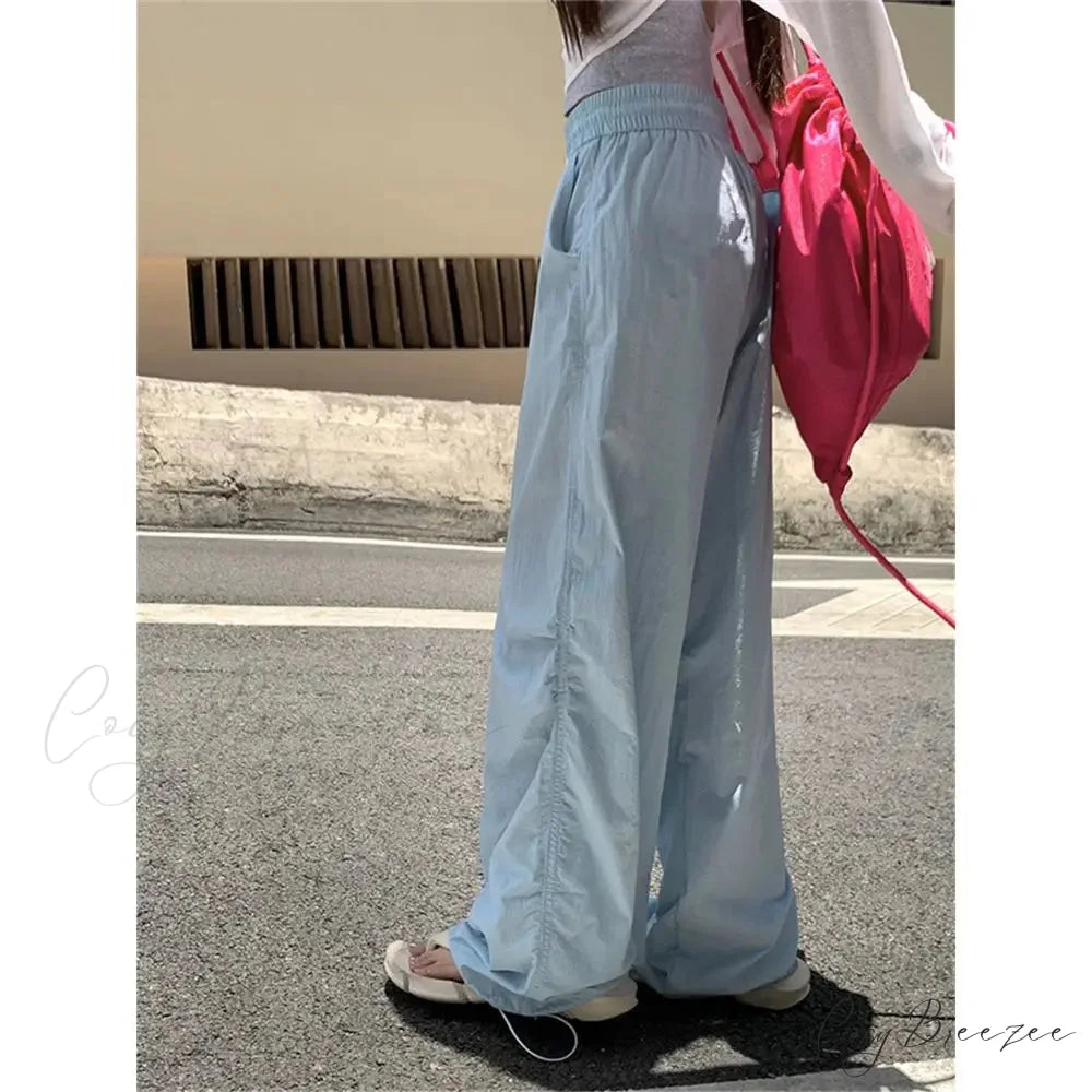 Spicy Girl Relaxed High Waist Pants Blue / S pants-241228