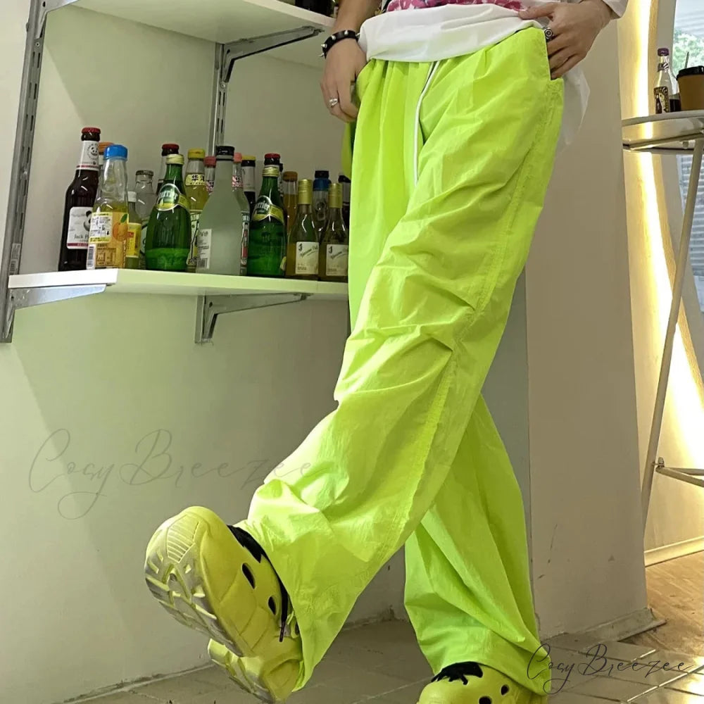 Spicy Girl Relaxed High Waist Pants Grass Green / S pants-241228