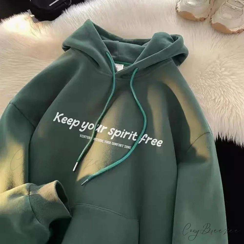 Spirit Free Letter Printed Hoodie hoodies-241228