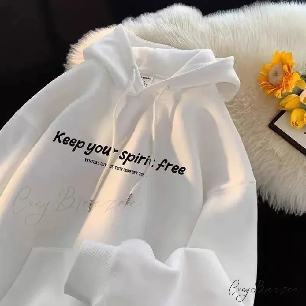 Spirit Free Letter Printed Hoodie hoodies-241228