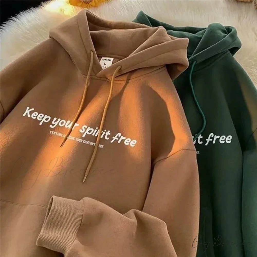 Spirit Free Letter Printed Hoodie hoodies-241228