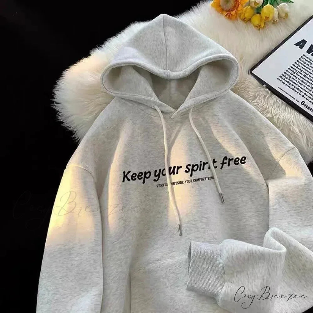 Spirit Free Letter Printed Hoodie hoodies-241228