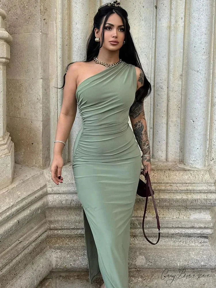 Split Backless Maxi Party Dress