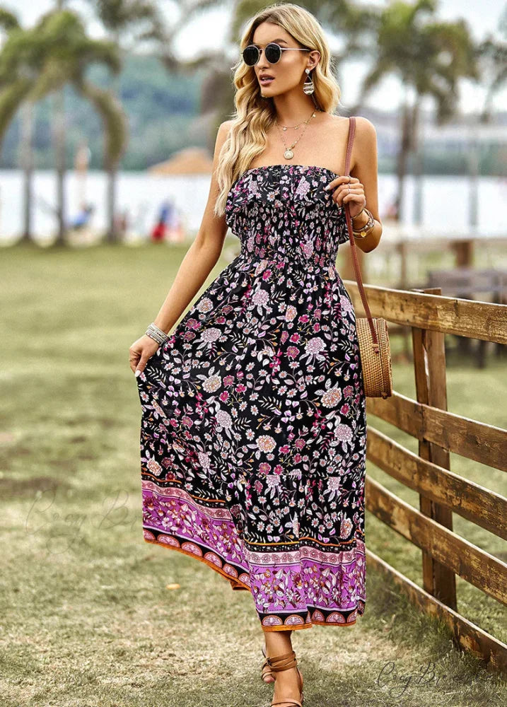 Split Bohemian Festive Dress M / apricot