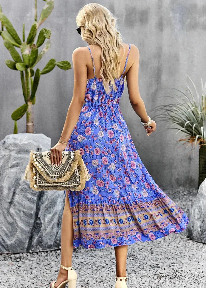 Split Bohemian Festive Dress M / black