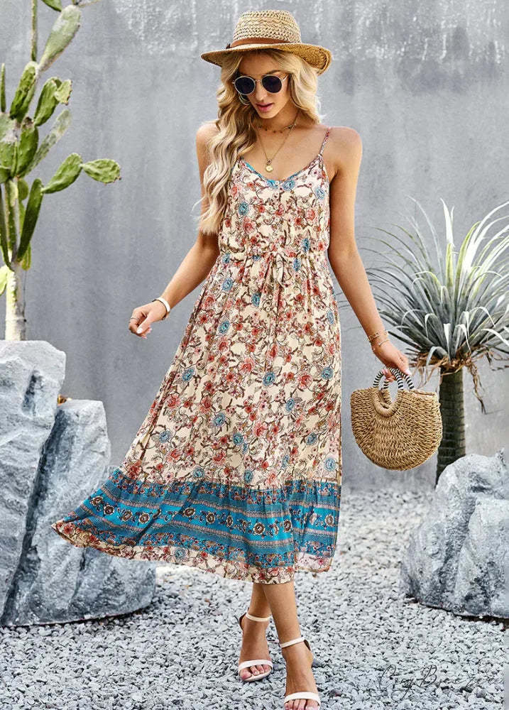 Split Bohemian Festive Dress S / apricot