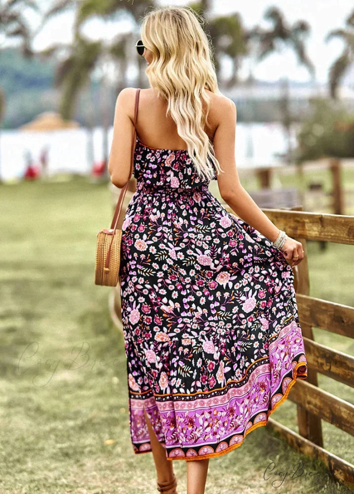 Split Bohemian Festive Dress S / blue