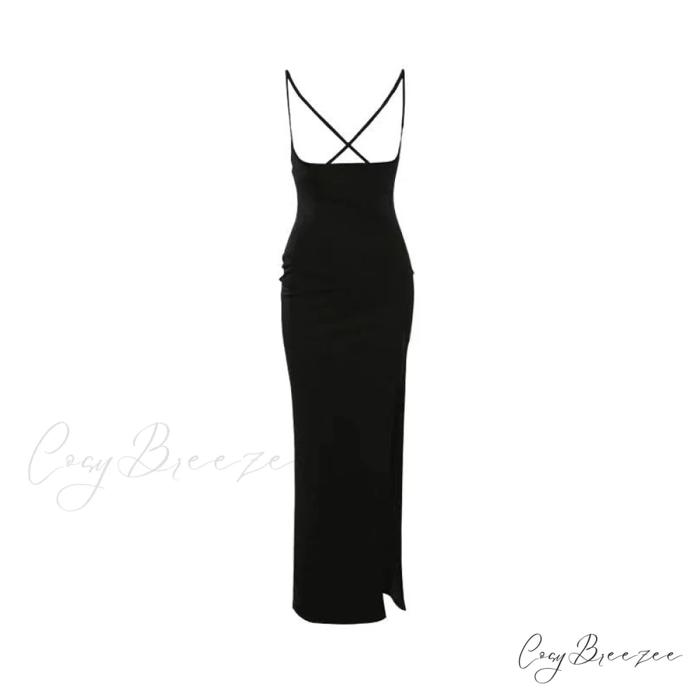 Split Gown Slim Set Women Piece Two T-Shirt Set Design Suit Long Arm Y2K One piece dress / S