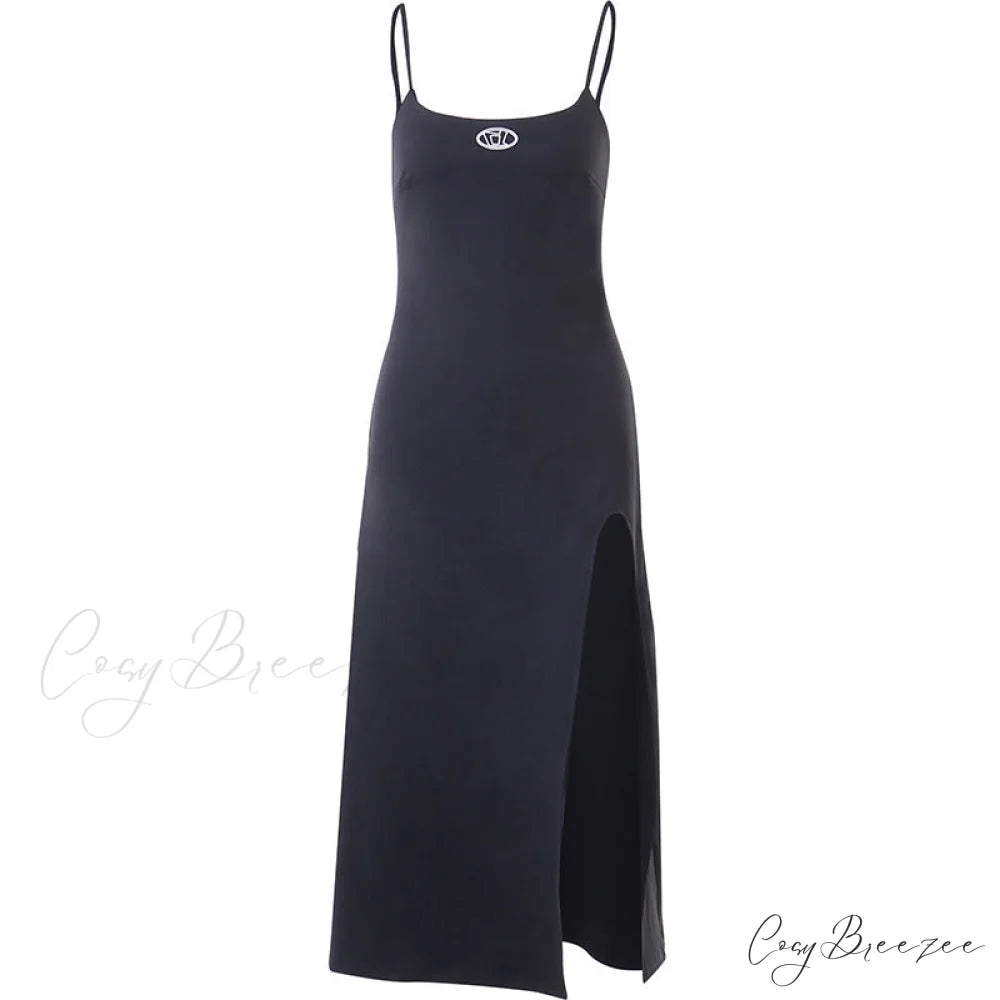 Split Hem Bodycon Dress in Black