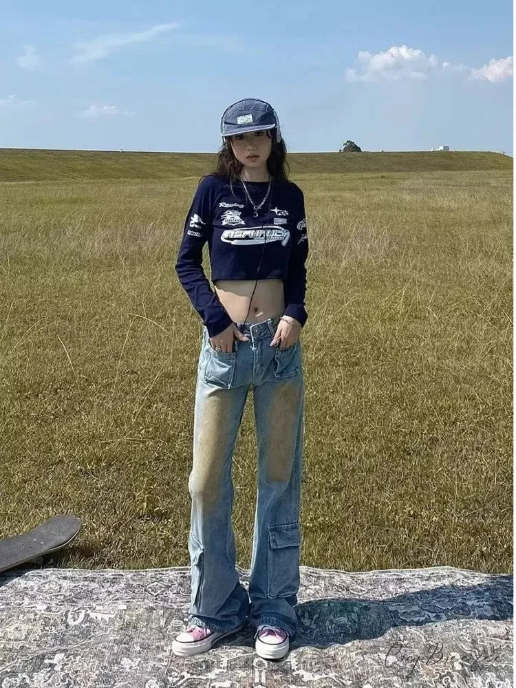 Spring and Autumn New Thin and Small Style Design Feel Loose Straight Leg Fashion Women’s Jean