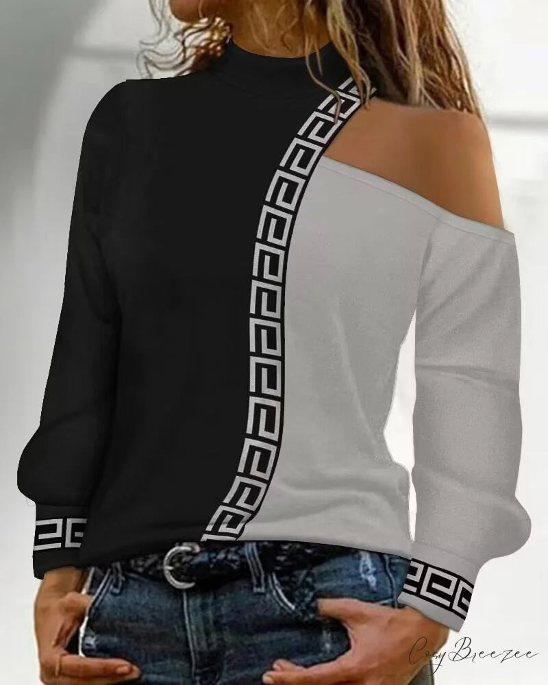 Spring Casual T-shirt Shoulder Blouse Arm Women’s Dew Fashion Mesh Top Gray / S