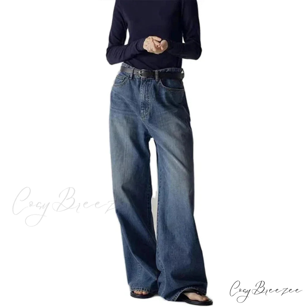 Spring Fall New High-waisted Wide-leg High Quality Long Baggy Y2K Jean