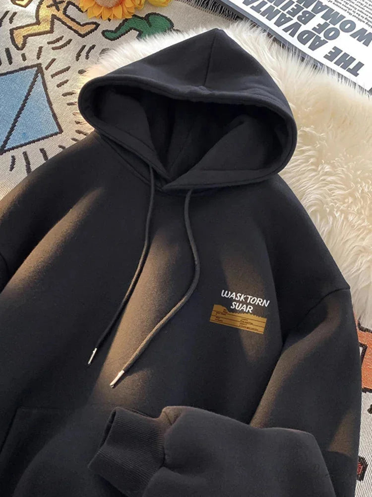 Spring Letter Graphic Streetwear Hoodie Black / M(40-50KG) hoodies-241228