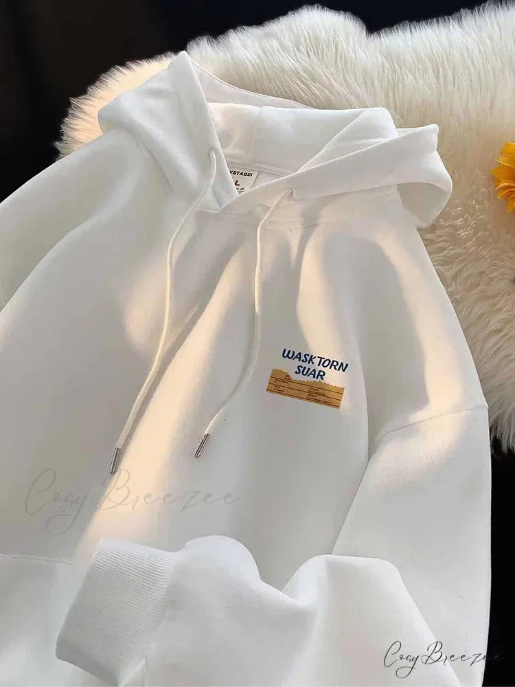 Spring Letter Graphic Streetwear Hoodie WHITE / M(40-50KG) hoodies-241228