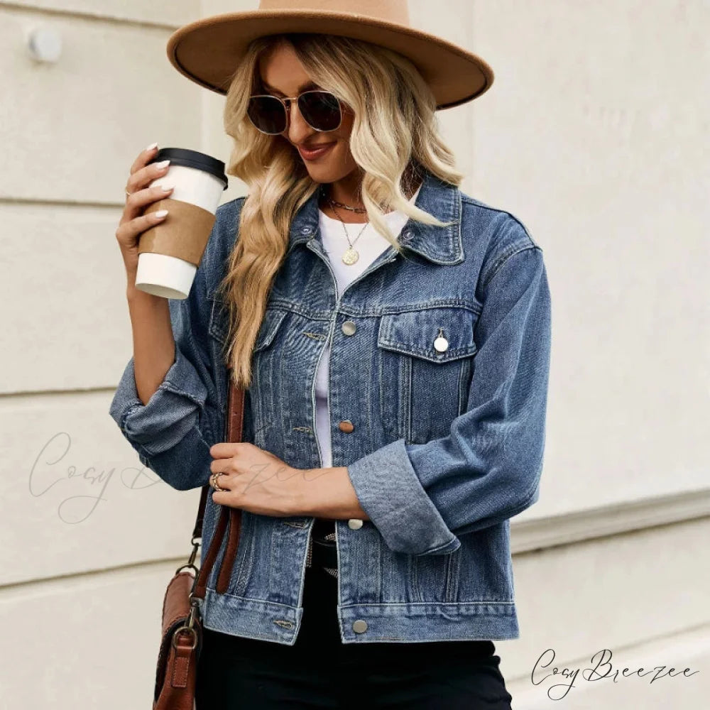 Spring Summer European American Style Short Hooded Long-sleeved Casual Jacket