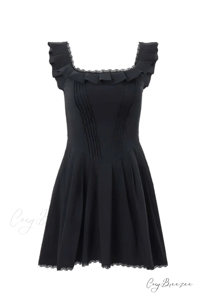 Square Neck Lace Mini Dress