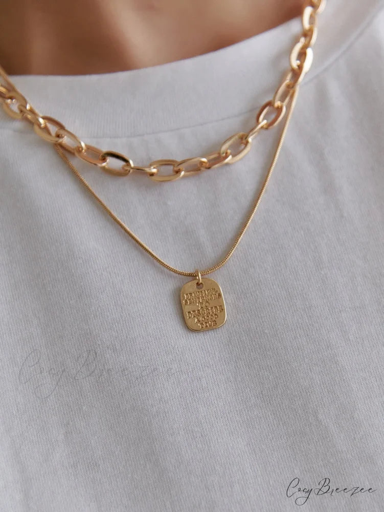 Square Pendant Layered Necklace