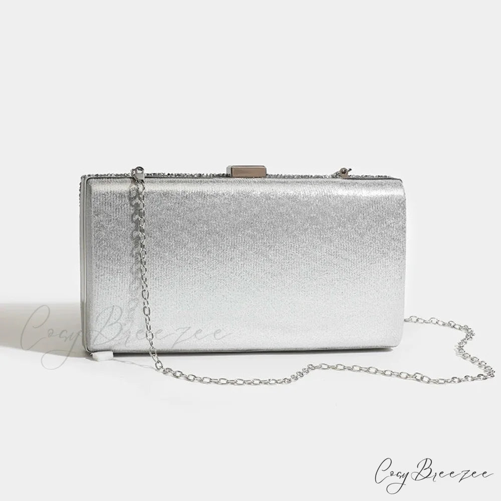 Square Women’s Party Evening Clutch Bag SILVER / (20cm clutchbag-250126