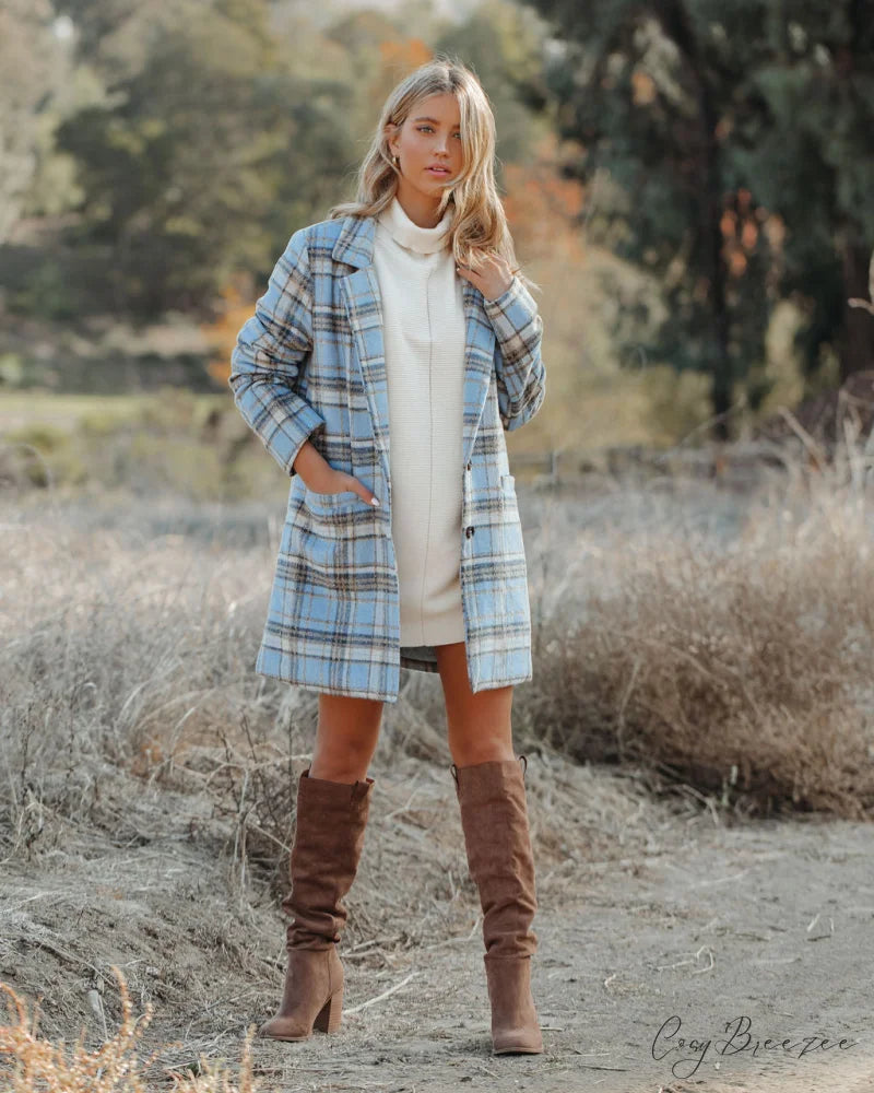 Stan Plaid Coat - Light Blue