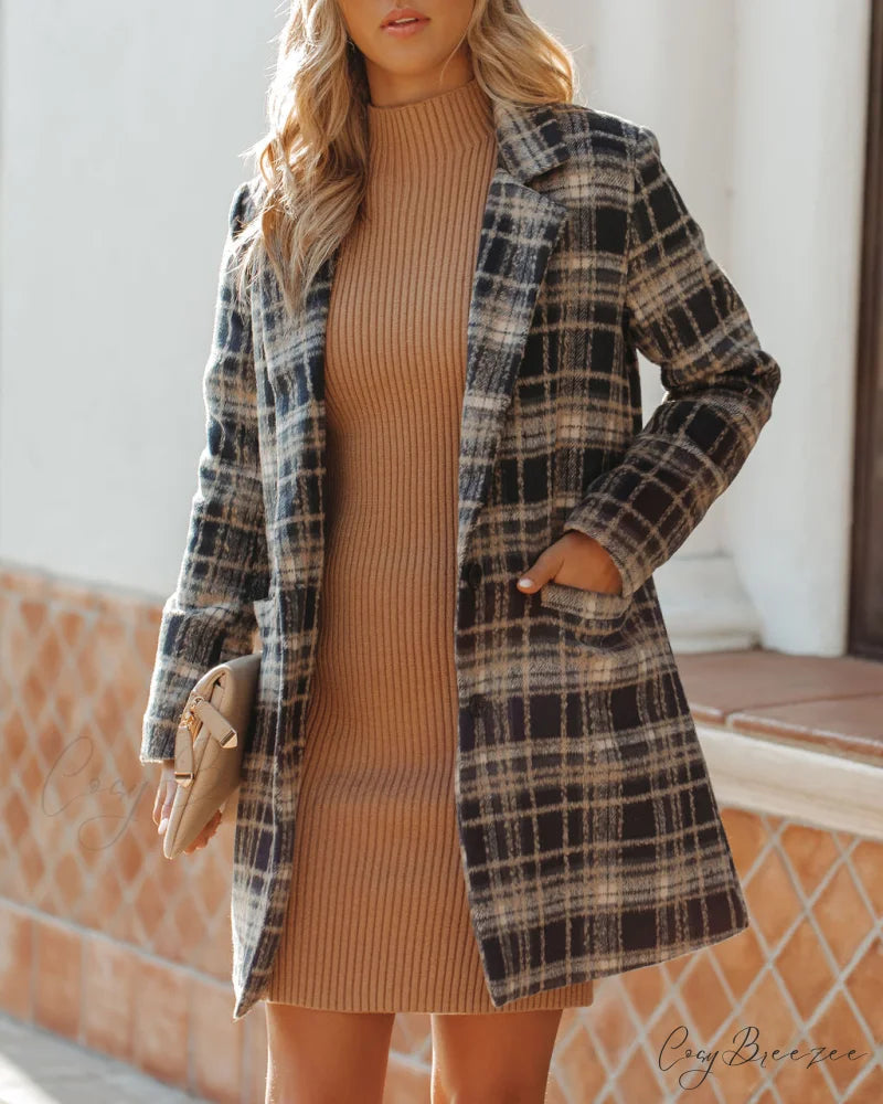 Stan Plaid Coat - Midnight Navy