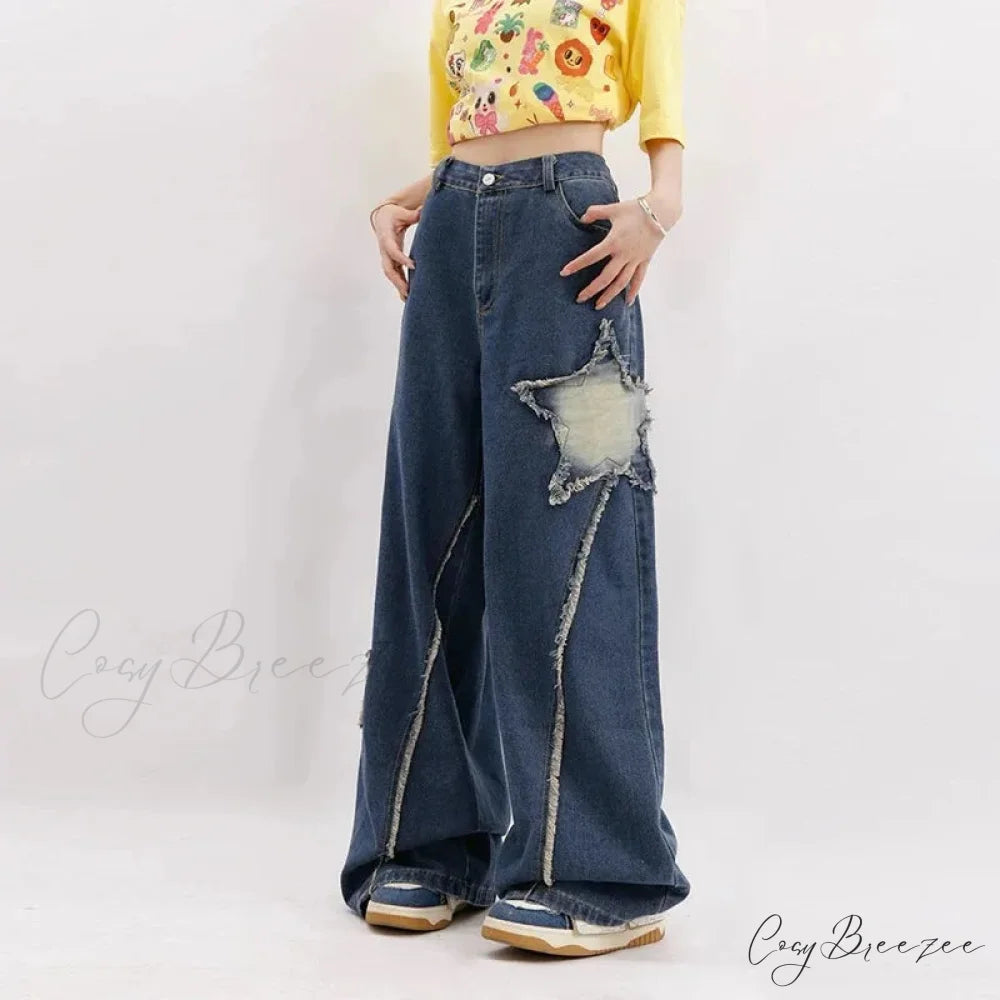 Star Baggy Denim Wide Leg Pants pants-241228