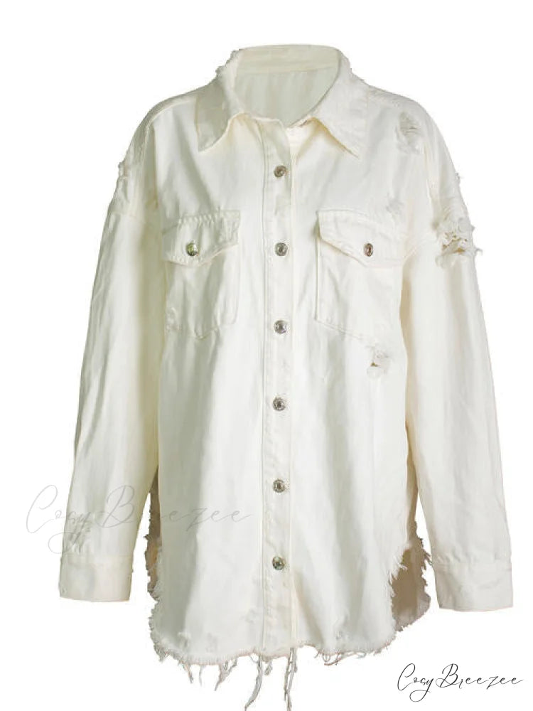 Star Jacket with Denim Pockets Ivory / S