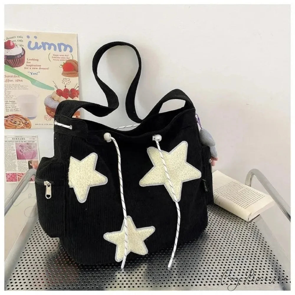 Star Niche Design Corduroy Crossbody Bag balck w p crossbody-250126