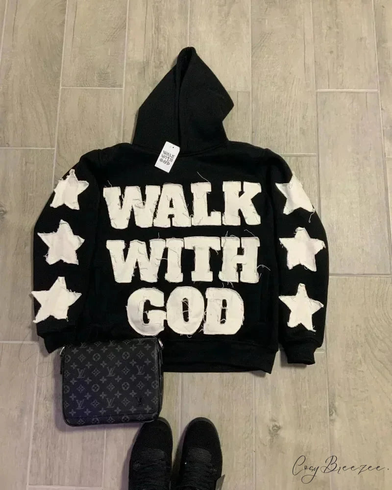 Star Patch Embroidery Hoodie hoodies-241228