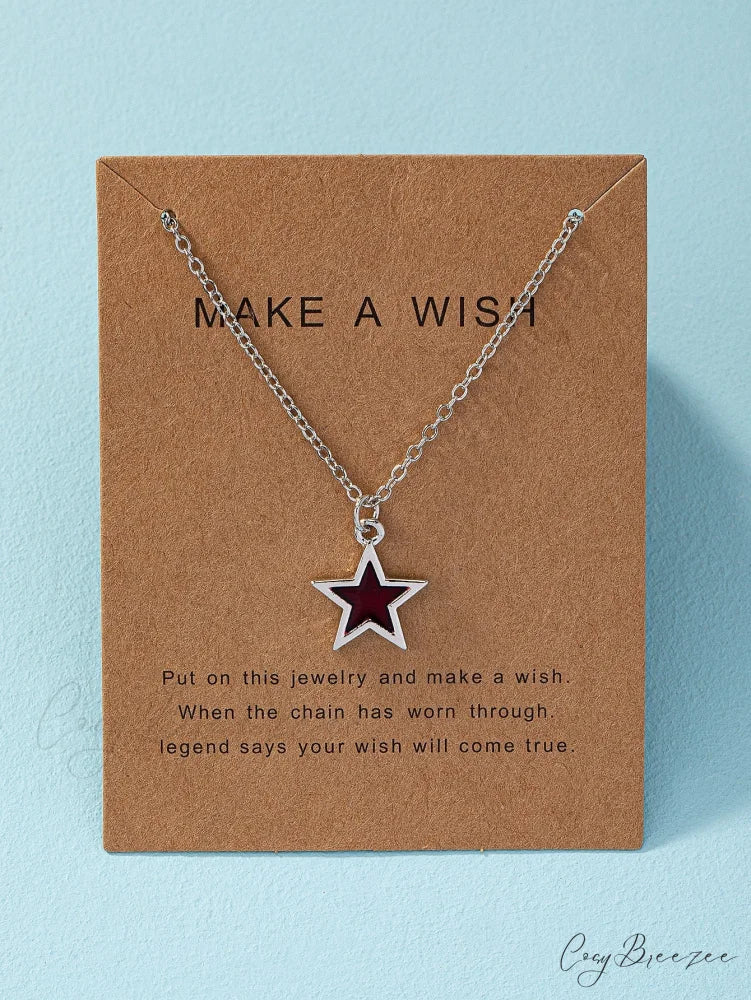 Star Pendant Necklace Burgundy / one-size