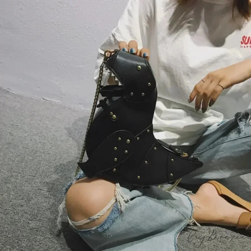 Star Tote Denim Chain Bag Black shoulder-250126