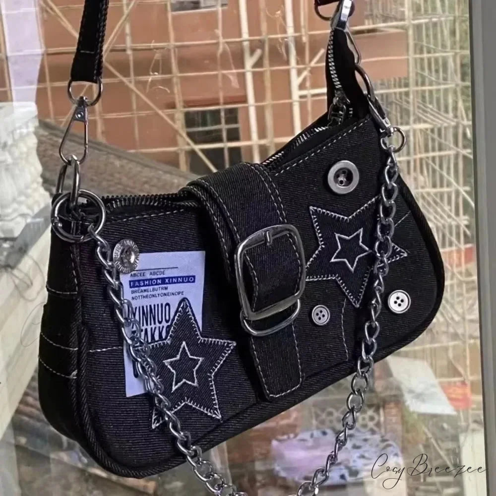 Stars Pattern Canvas Underarm Shoulder Bag shoulder-250126