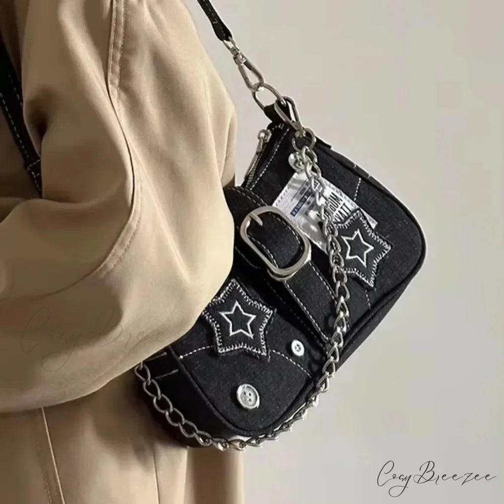 Stars Pattern Canvas Underarm Shoulder Bag shoulder-250126